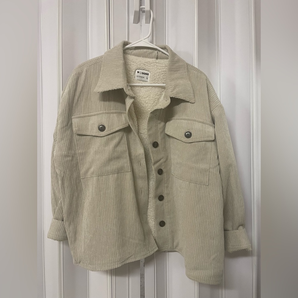 Cisono Outerwear Beige Cream Jacket, Large